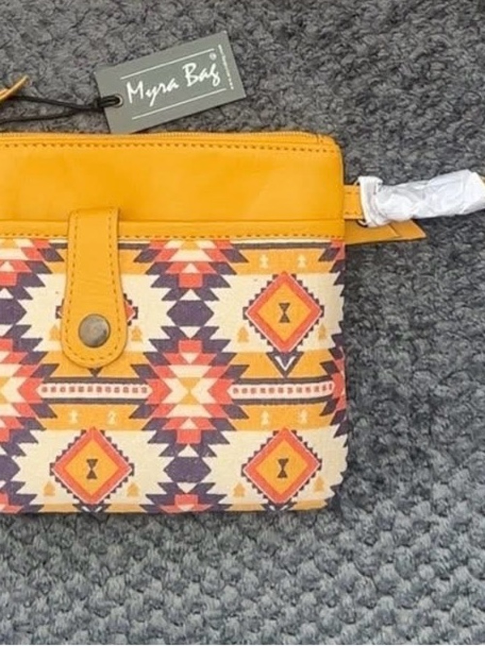 Myra Bag Yellow Aztec Print Wristlet Clutch